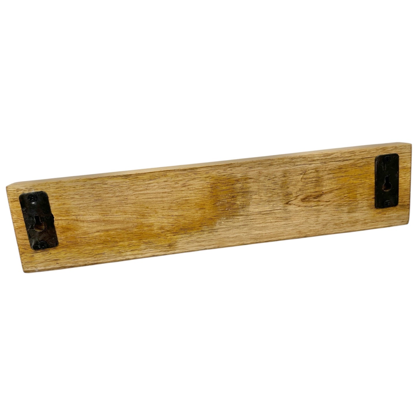 Rustic Wood Wall Mounted Coat or Hat Rack With 3 Hammered Metal Hooks