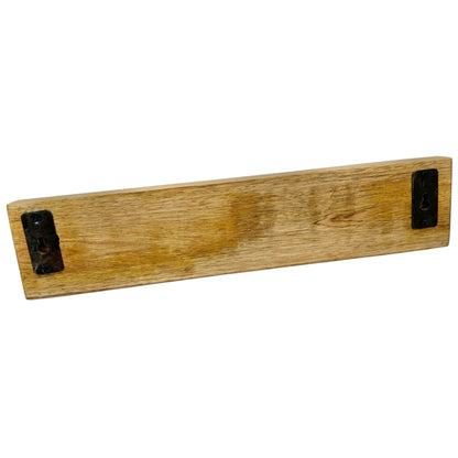 Rustic Wood Wall Mounted Coat or Hat Rack With 3 Hammered Metal Hooks