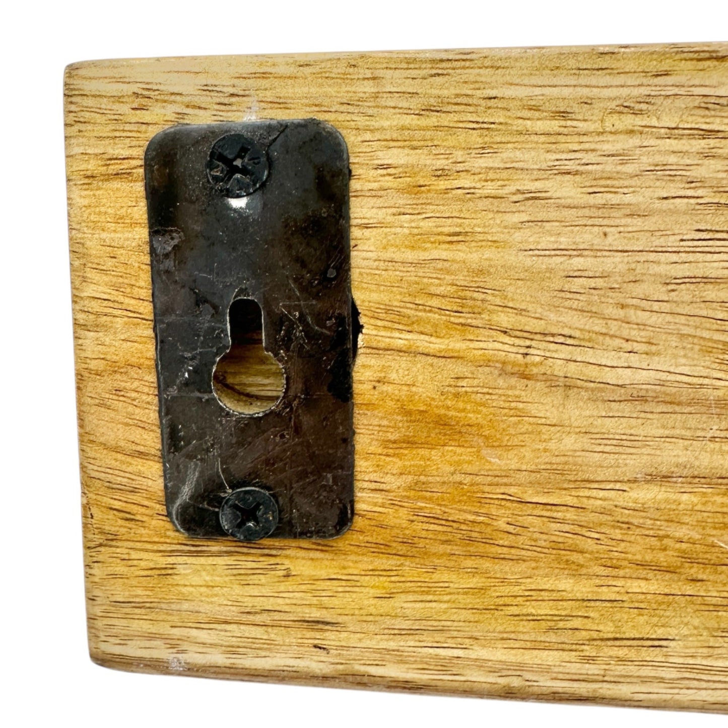 Rustic Wood Wall Mounted Coat or Hat Rack With 3 Hammered Metal Hooks