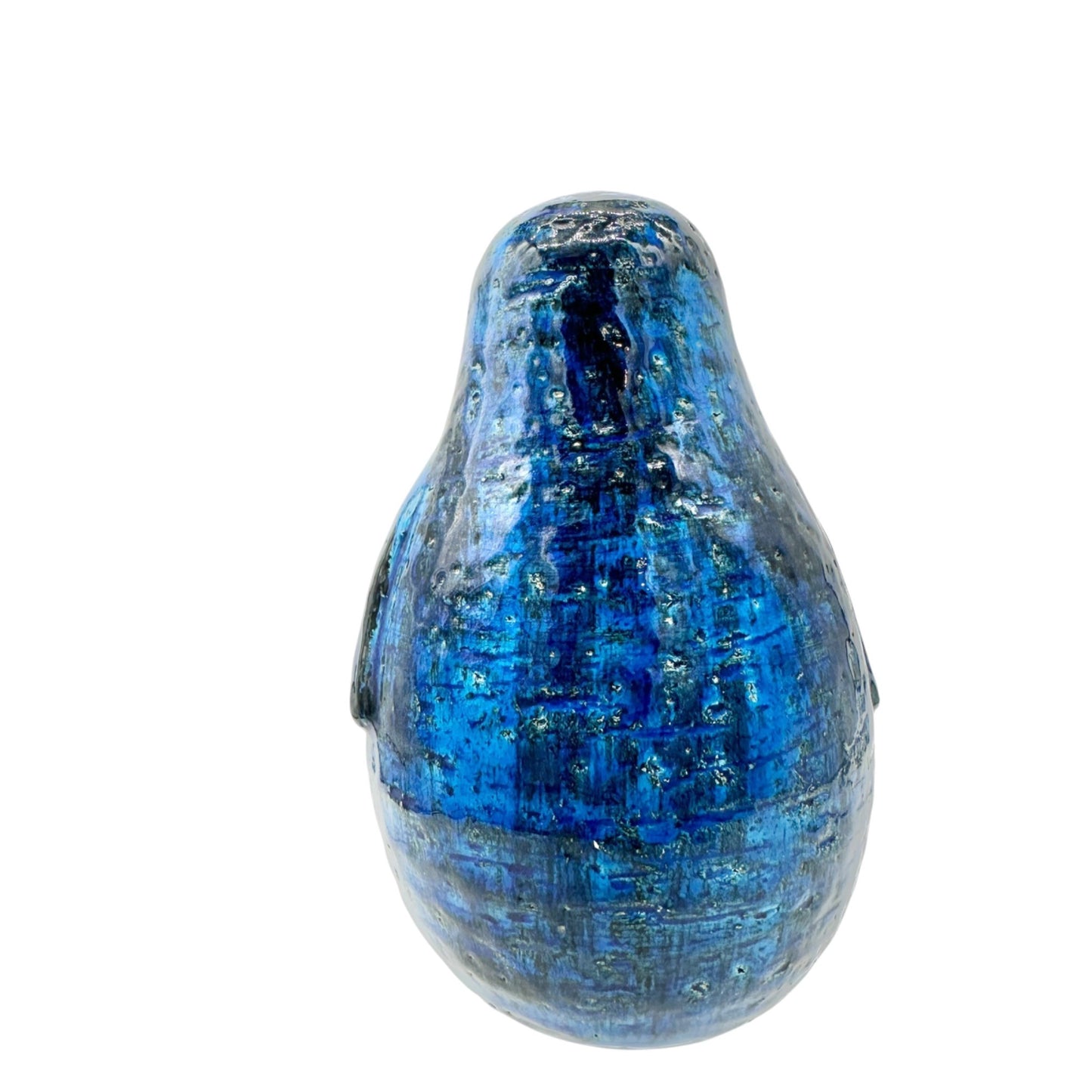 Mid Century Bitossi Italian Pottery Penguin Figurine In Blue Glaze 7 Inches Tall