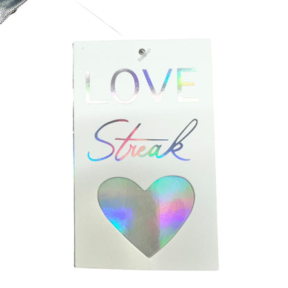Love Streak Fitted Top Womens Size S Metallic Silver Short Sleeve Shiny Silky