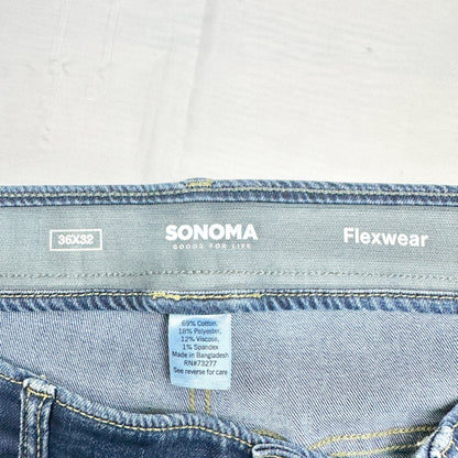 Sonoma Mens Flexwear Jeans 36x32 Blue Straight Leg Comfort Stretch Denim