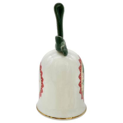 Avon Christmas 1990 Bell Ceramic White With Colorful Cozy Mouse Couple Design