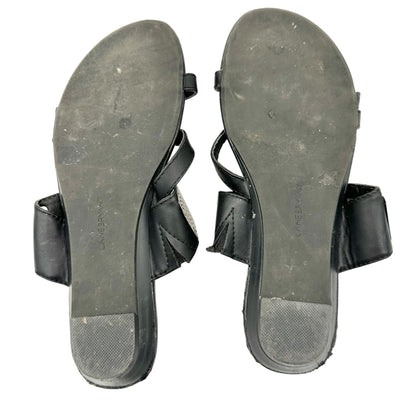 Lane Bryant Womens Black Size 9W Sandals With Metallic Silver Straps Casual Chic