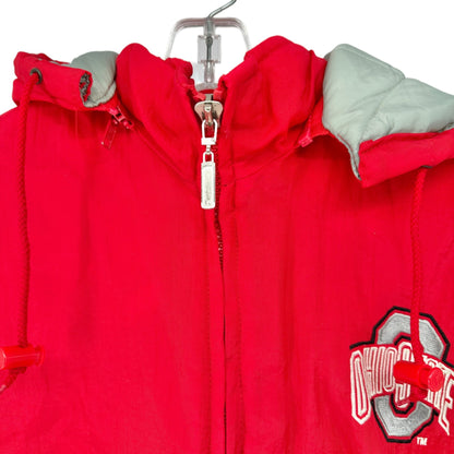 Ohio State Buckeyes L Red Puffer Jacket With Hood & Logo Athletic Branding