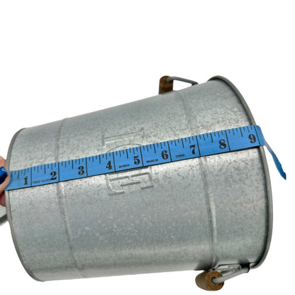 Galvanized Metal Ice Bucket With Lid Wood Accent Handles Handcrafted In Turkey