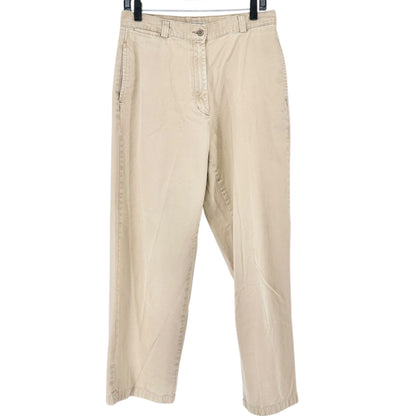 LL Bean Chino Pants Womens Size 12 Beige Khaki Cotton Regular Straight Leg