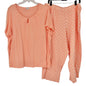 Charter Club Womens 3X Peach Pajama Set with Floral Pants and Keyhole SS Top