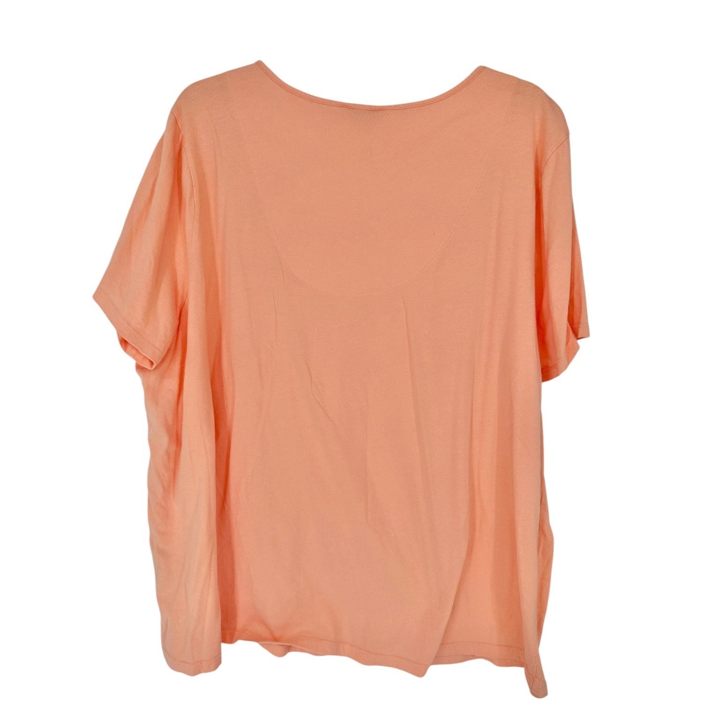 Charter Club Womens 3X Peach Pajama Set with Floral Pants and Keyhole SS Top