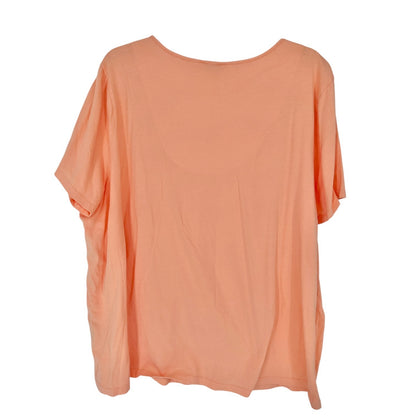 Charter Club Womens 3X Peach Pajama Set with Floral Pants and Keyhole SS Top