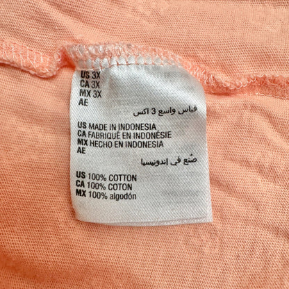 Charter Club Womens 3X Peach Pajama Set with Floral Pants and Keyhole SS Top