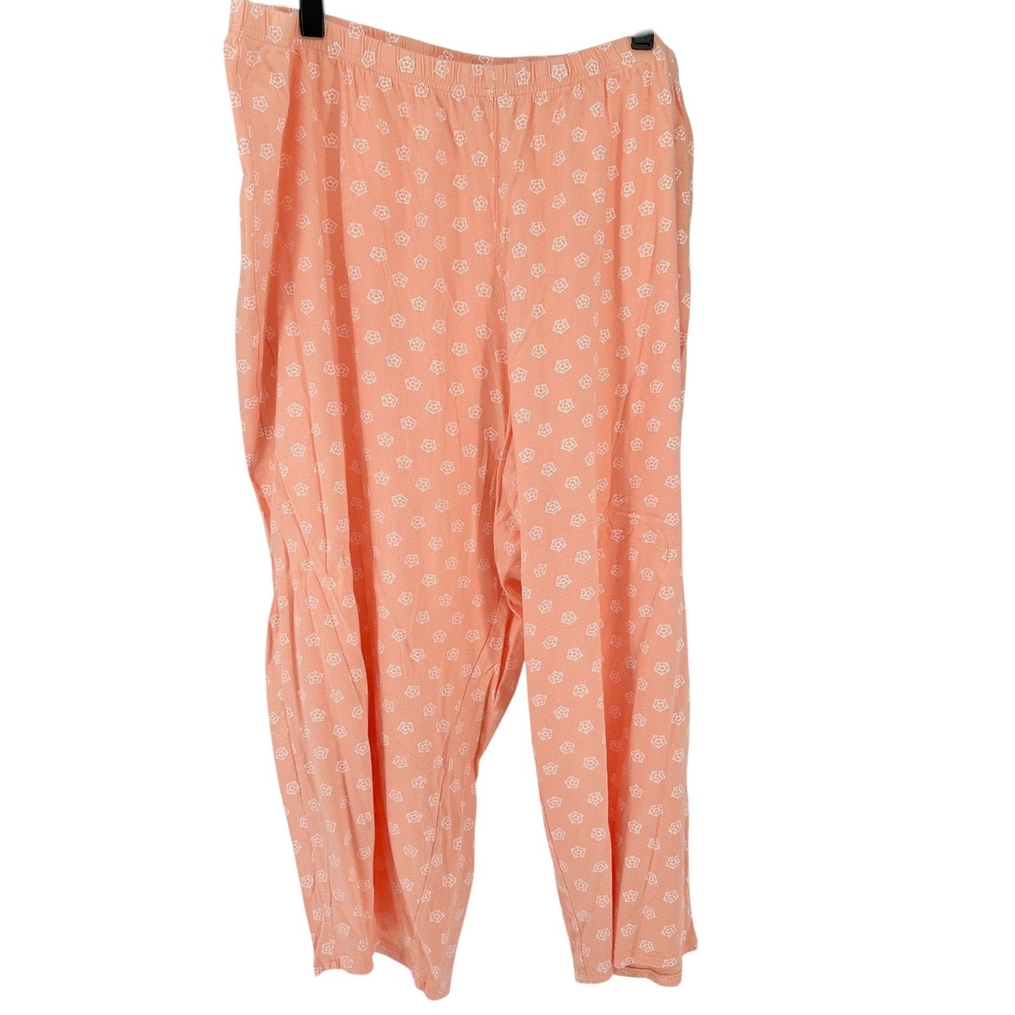 Charter Club Womens 3X Peach Pajama Set with Floral Pants and Keyhole SS Top