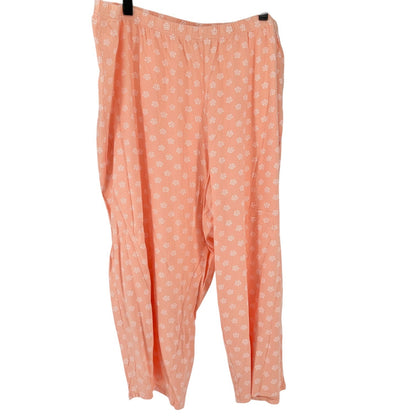 Charter Club Womens 3X Peach Pajama Set with Floral Pants and Keyhole SS Top