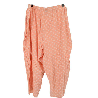 Charter Club Womens 3X Peach Pajama Set with Floral Pants and Keyhole SS Top