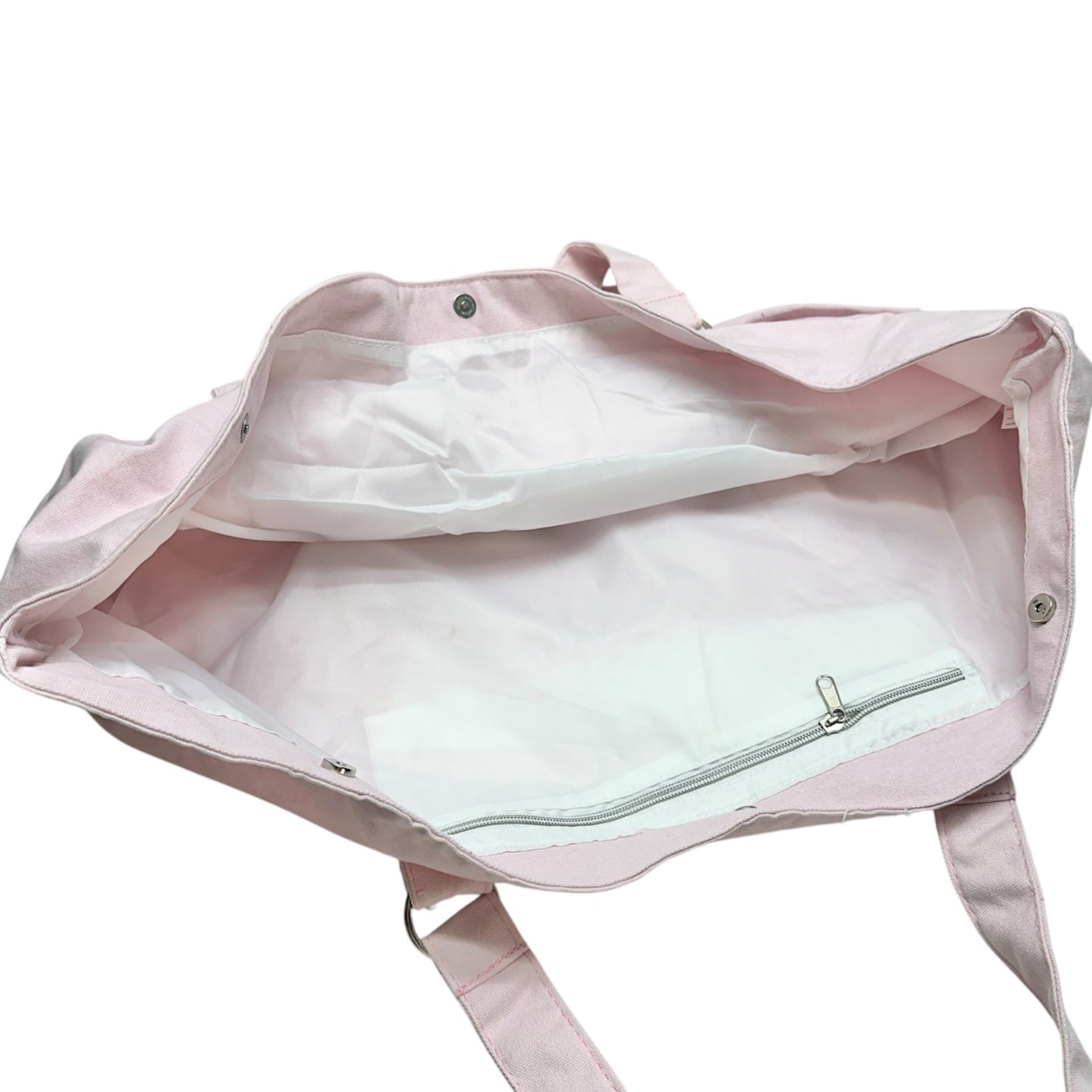 Pink Canvas Tote Bag Flamingo Print Lined Pocket Zippered Compartments By DEI