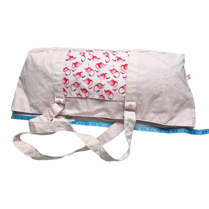 Pink Canvas Tote Bag Flamingo Print Lined Pocket Zippered Compartments By DEI