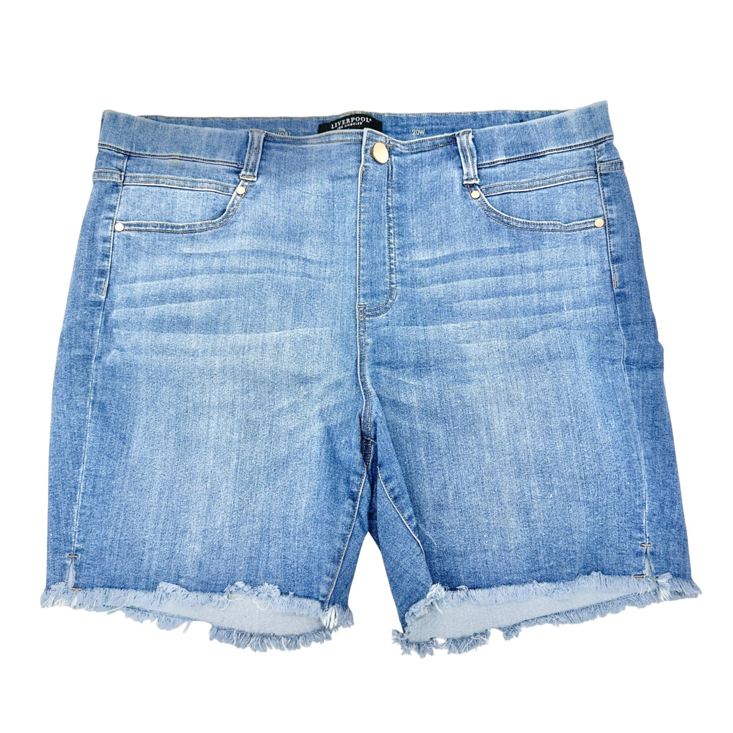 Liverpool Los Angeles Denim Shorts Women 20W Light Wash Frayed Hem Casual Summer