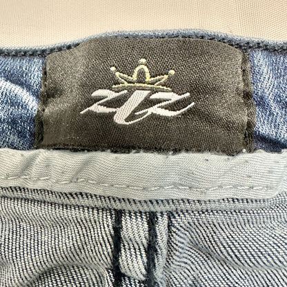 ZLZ Denim Mens Blue Cargo Jeans Distressed Details Utility Pockets Size 32 x 31