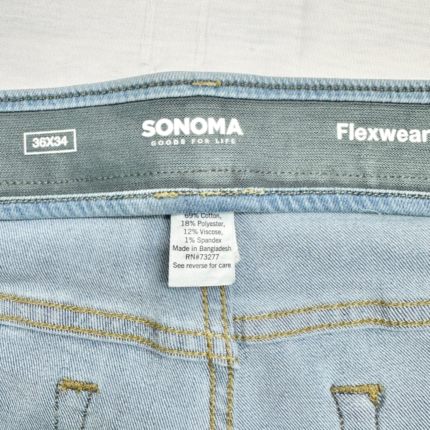 Sonoma Flexwear Light Wash Mens Straight Fit Jeans Size 36x34 Cotton Blend