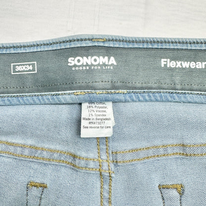 Sonoma Flexwear Light Wash Mens Straight Fit Jeans Size 36x34 Cotton Blend
