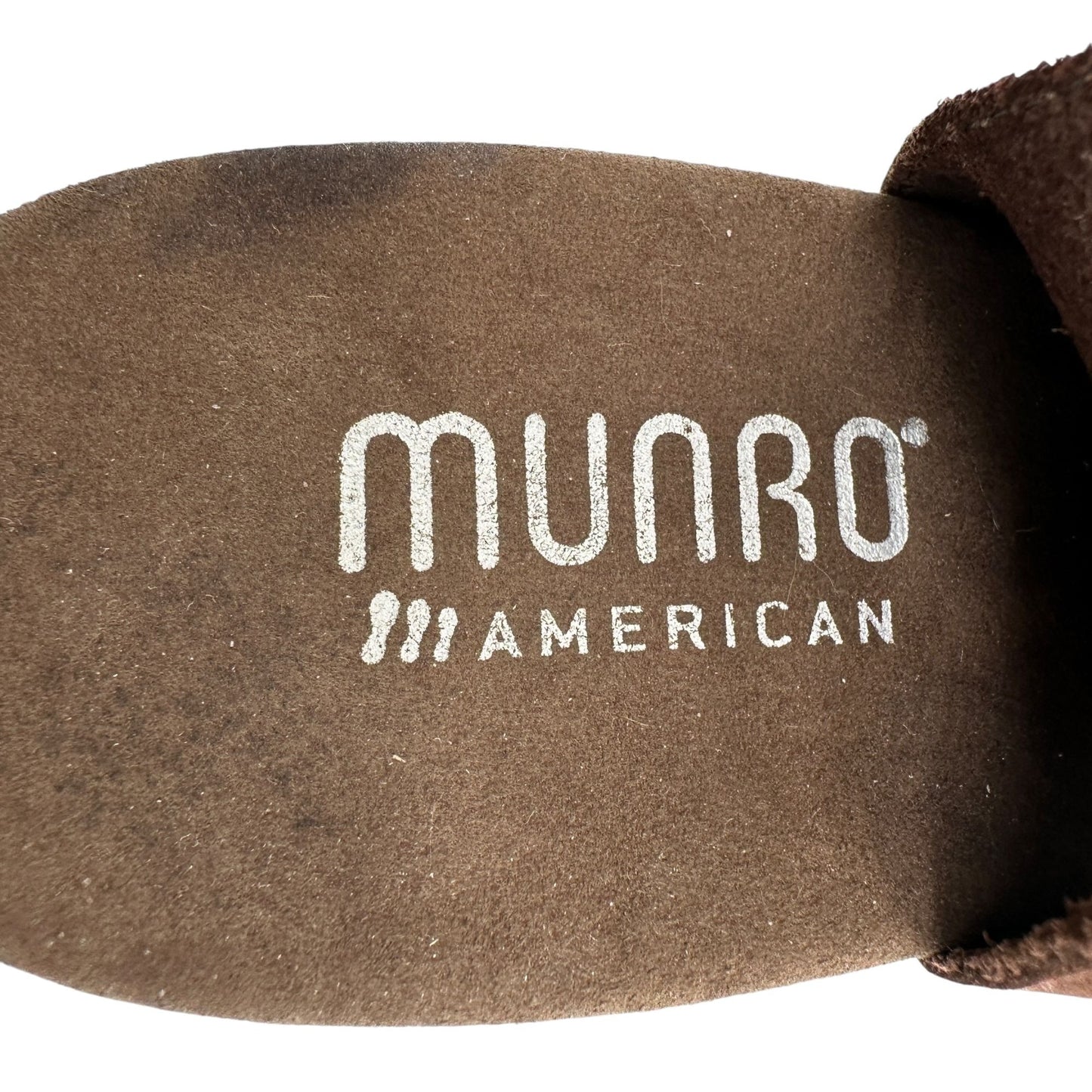 Munro American Slingback Sandals Womens 8.5N Brown Suede Cutout Design 2" Heel