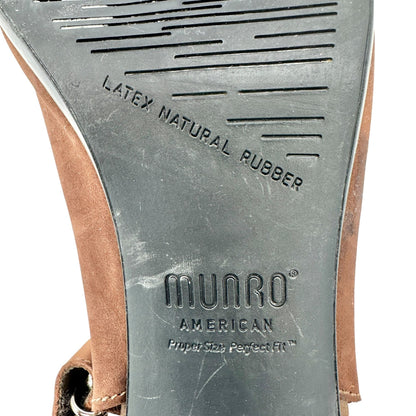 Munro American Slingback Sandals Womens 8.5N Brown Suede Cutout Design 2" Heel