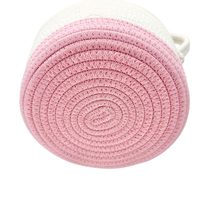 Unicorn-Themed Woven Rope Basket With Handle Pink White Easter Basket