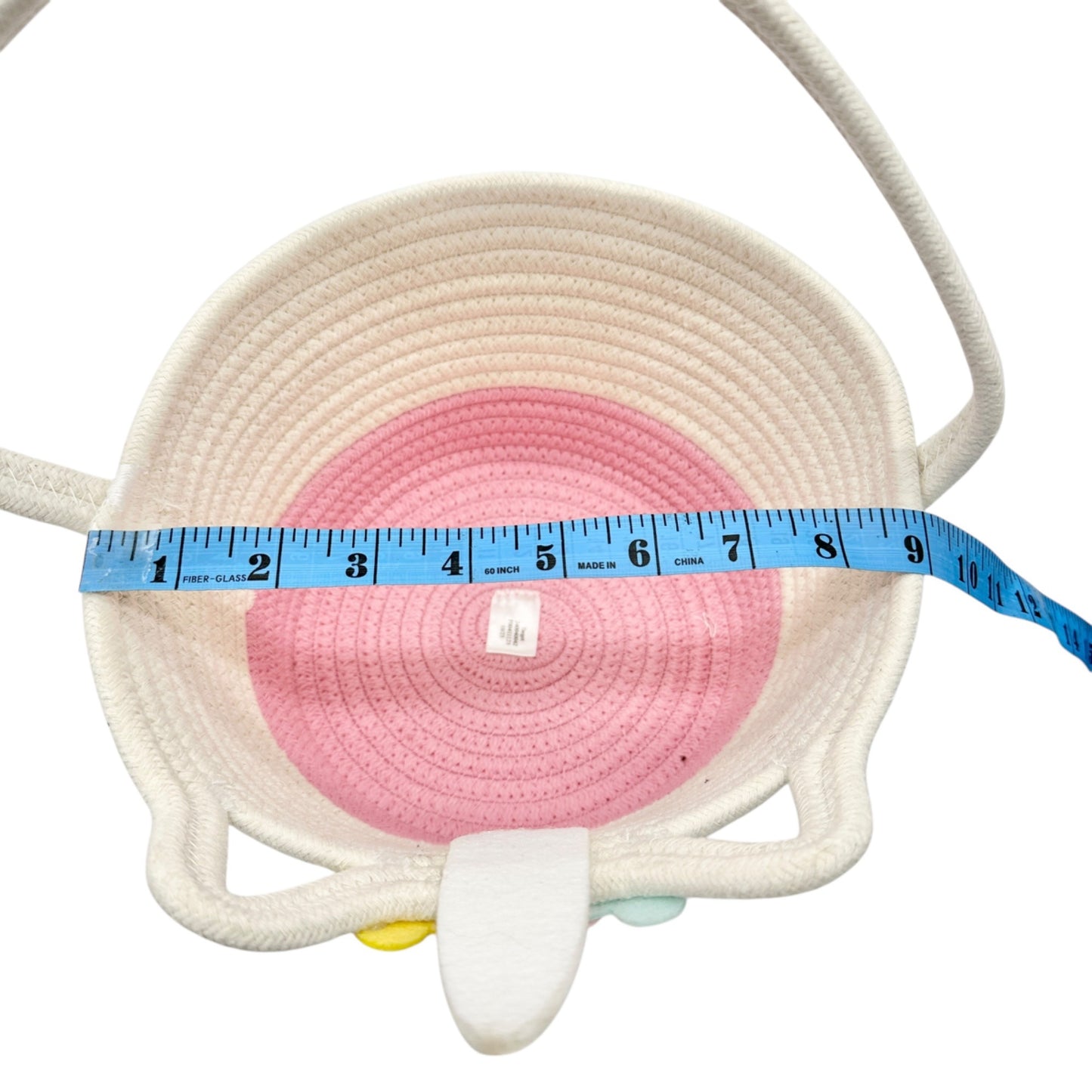 Unicorn-Themed Woven Rope Basket With Handle Pink White Easter Basket