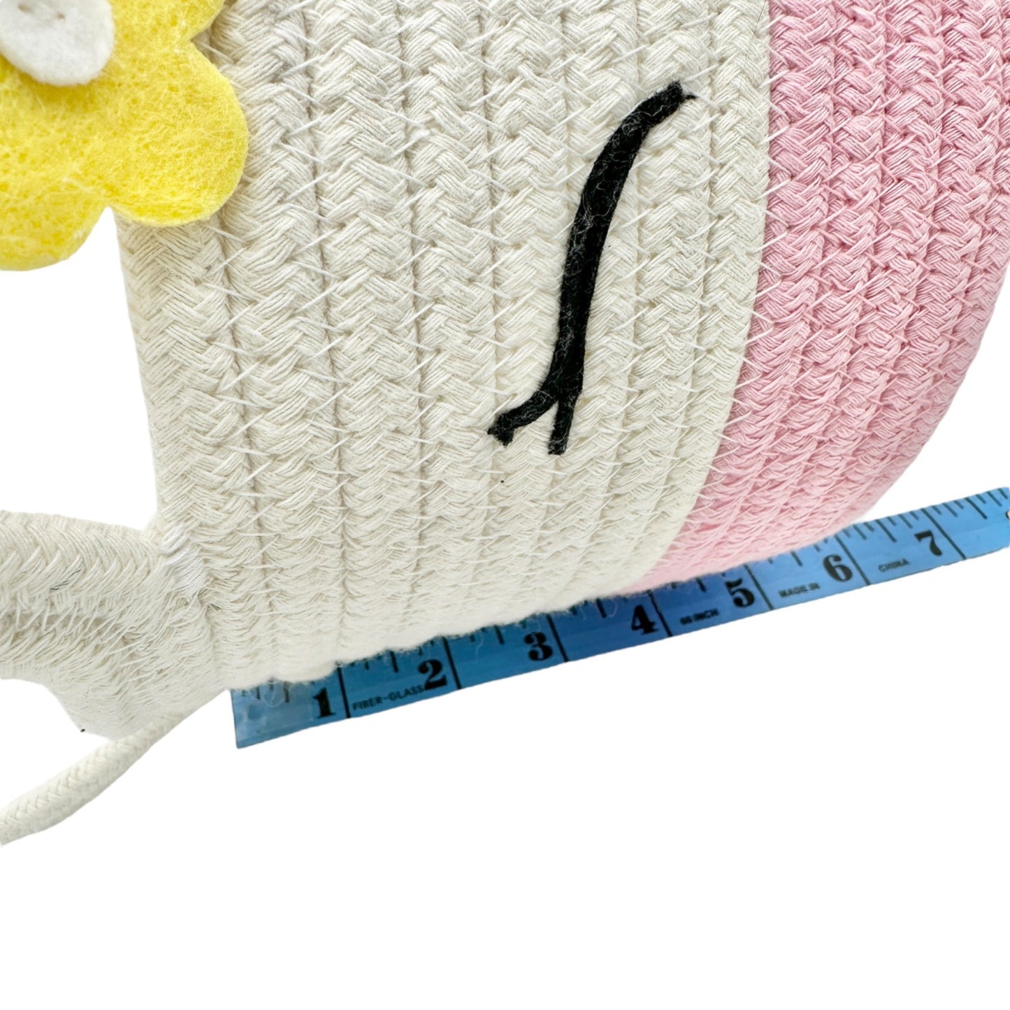 Unicorn-Themed Woven Rope Basket With Handle Pink White Easter Basket