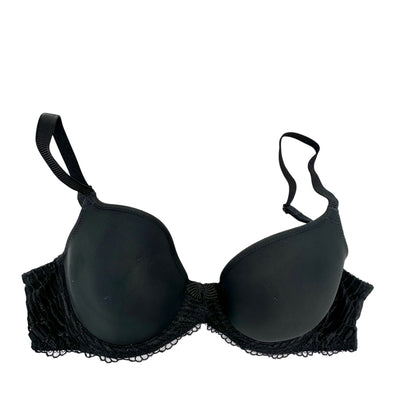 Wacoal Black Lace Underwire Padded Bra Size 34B Elegant Design Adjustable Straps