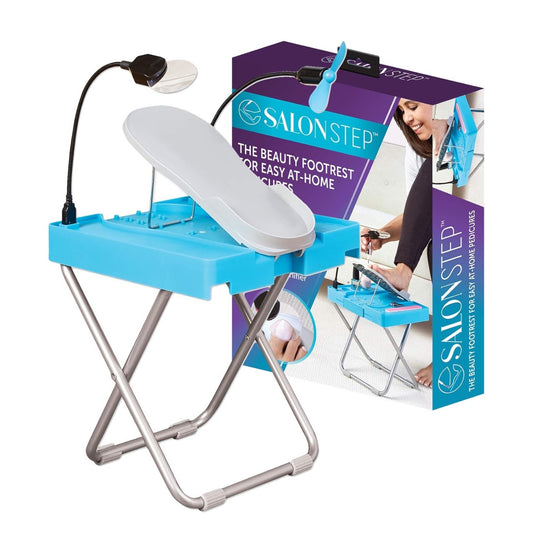 Salon Step Easy at Home Pedicures The Beauty Footrest LED Magnifier Drying Fan