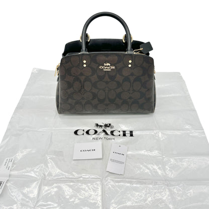 Coach Signature Mini Lillie Carryall Handbag With Crossbody Strap Brown Black