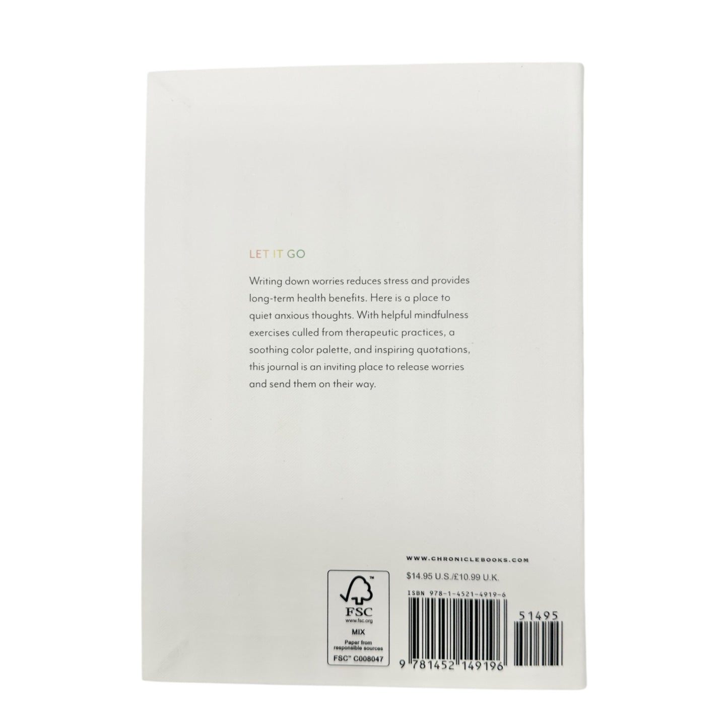 Write It Down Let It Go Worry Relief Journal By Chronicle Books Hardcover