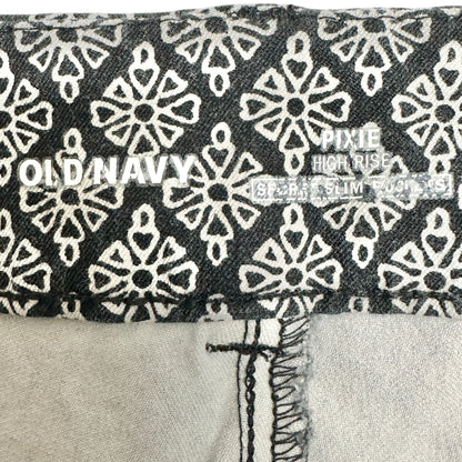 Old Navy Pixie Pants Womens Size 18 High Rise Slim Ankle Black White Patterned