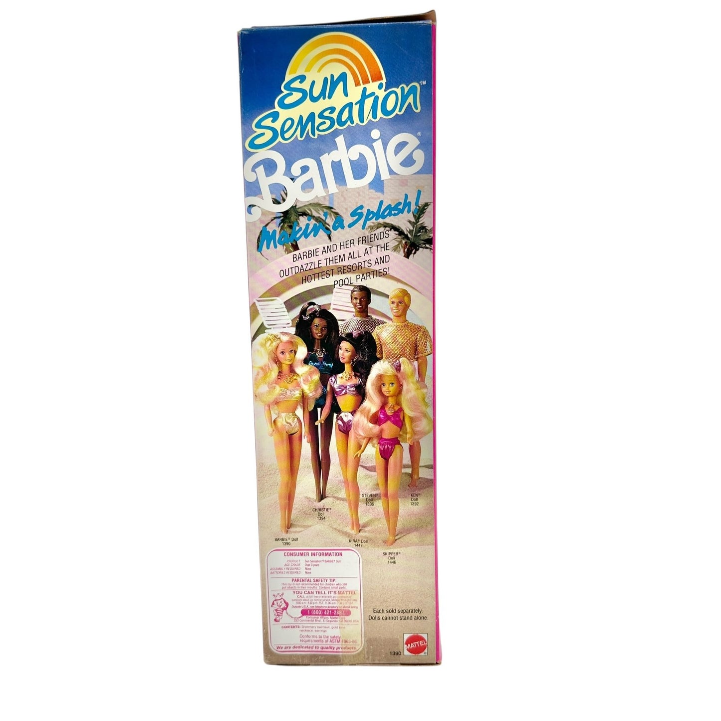 Sun Sensation Barbie Doll Dazzling Jewelry Real Lipstick Mattel 1991 New In Box