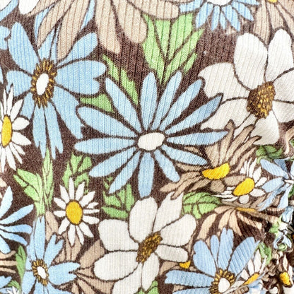 Cato Est 1946 Top Womens Size 22/24 Floral Ruched Blue White Brown SS Stretchy