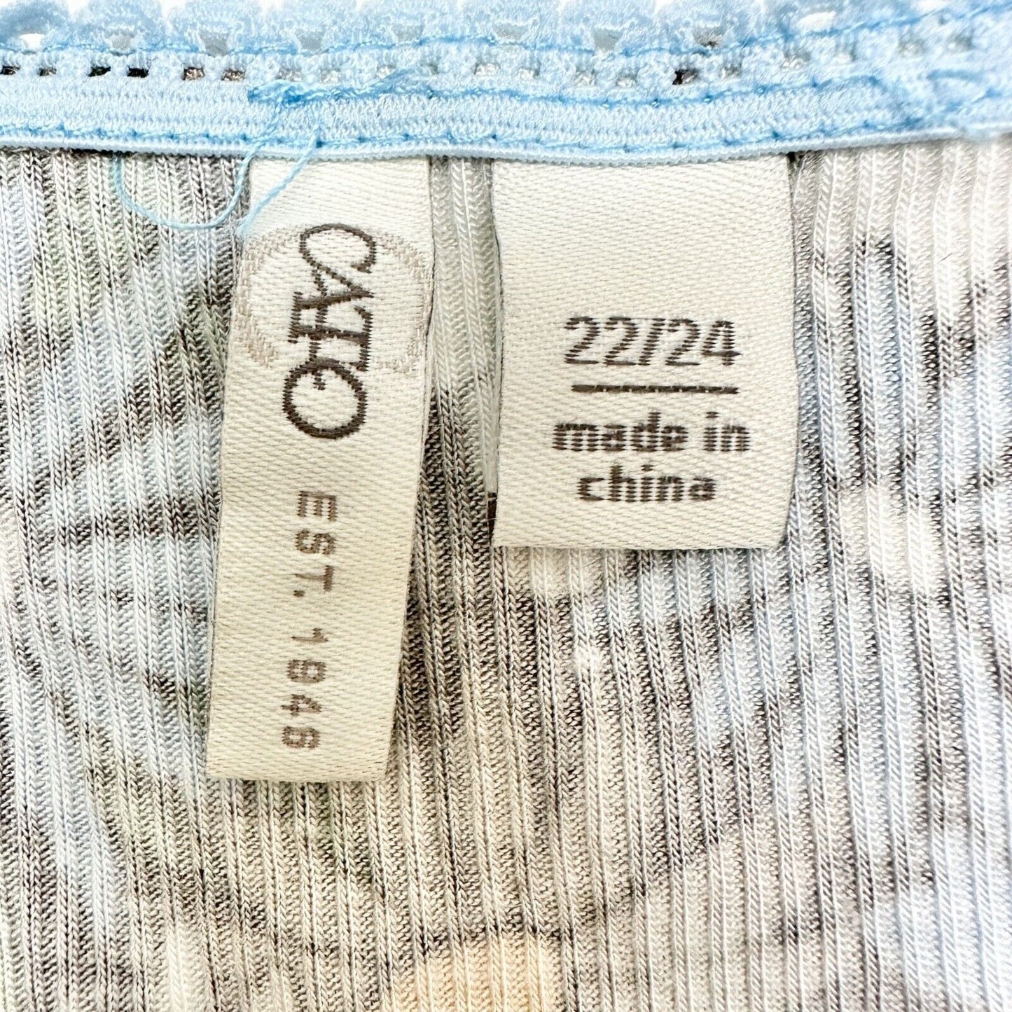 Cato Est 1946 Top Womens Size 22/24 Floral Ruched Blue White Brown SS Stretchy