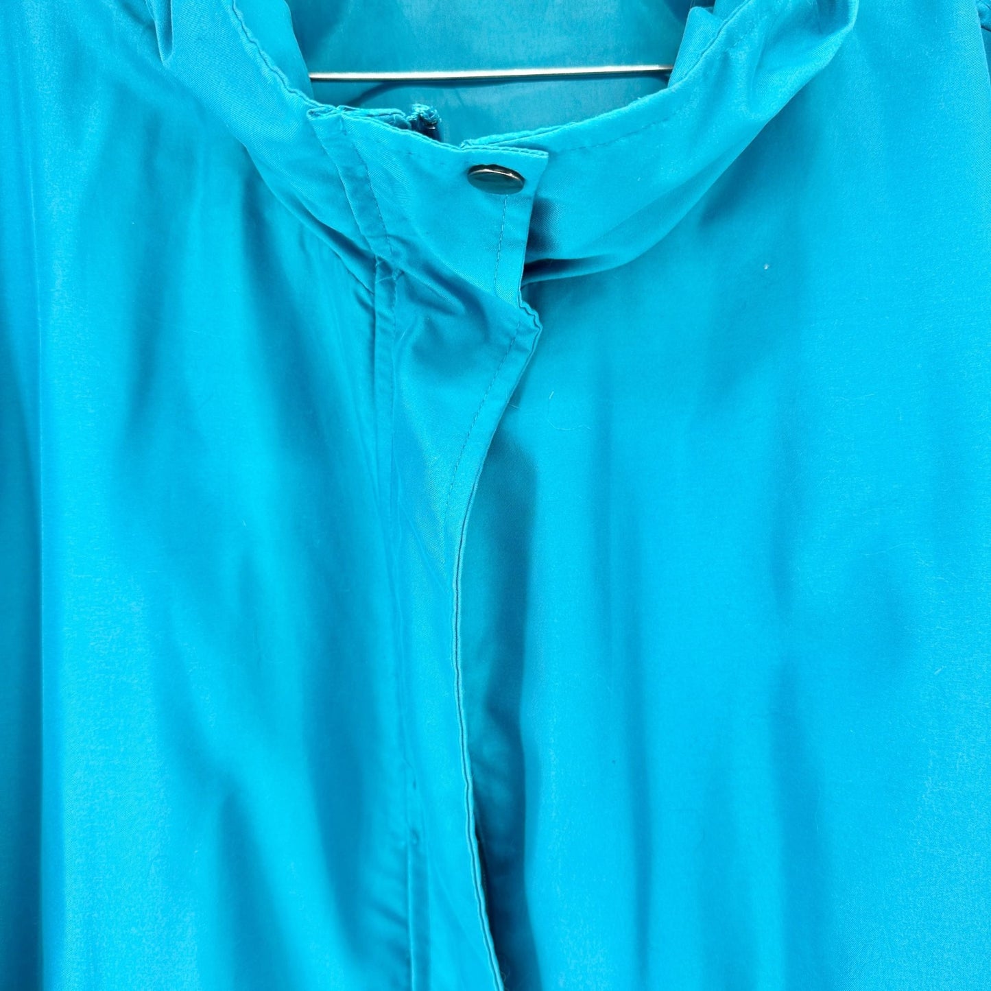 Womens Jacket Size 4X Teal Lightweight Hooded Adjustable Waist Snap Closures