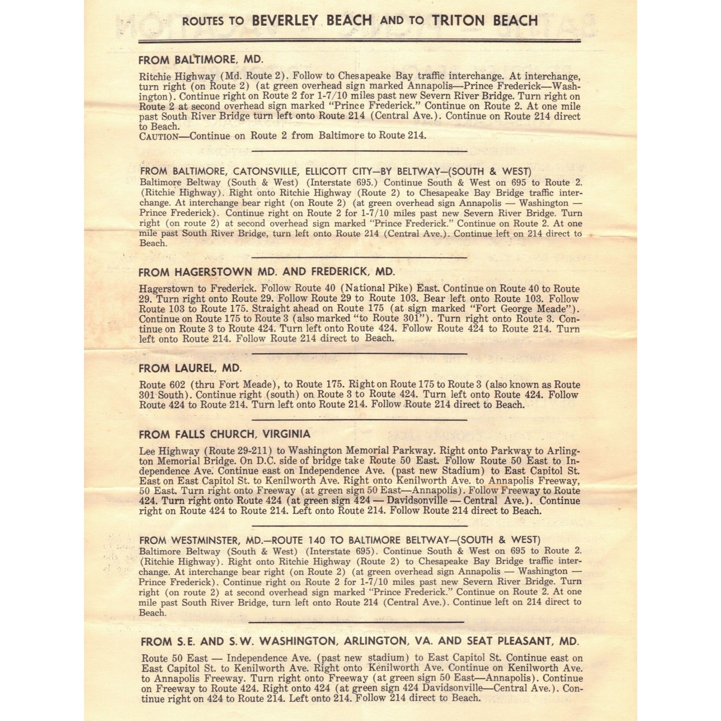 Vintage Advertising 1963 Beverley Triton Beaches Chesapeake Bay MD 1 Booklet 1 Flyer