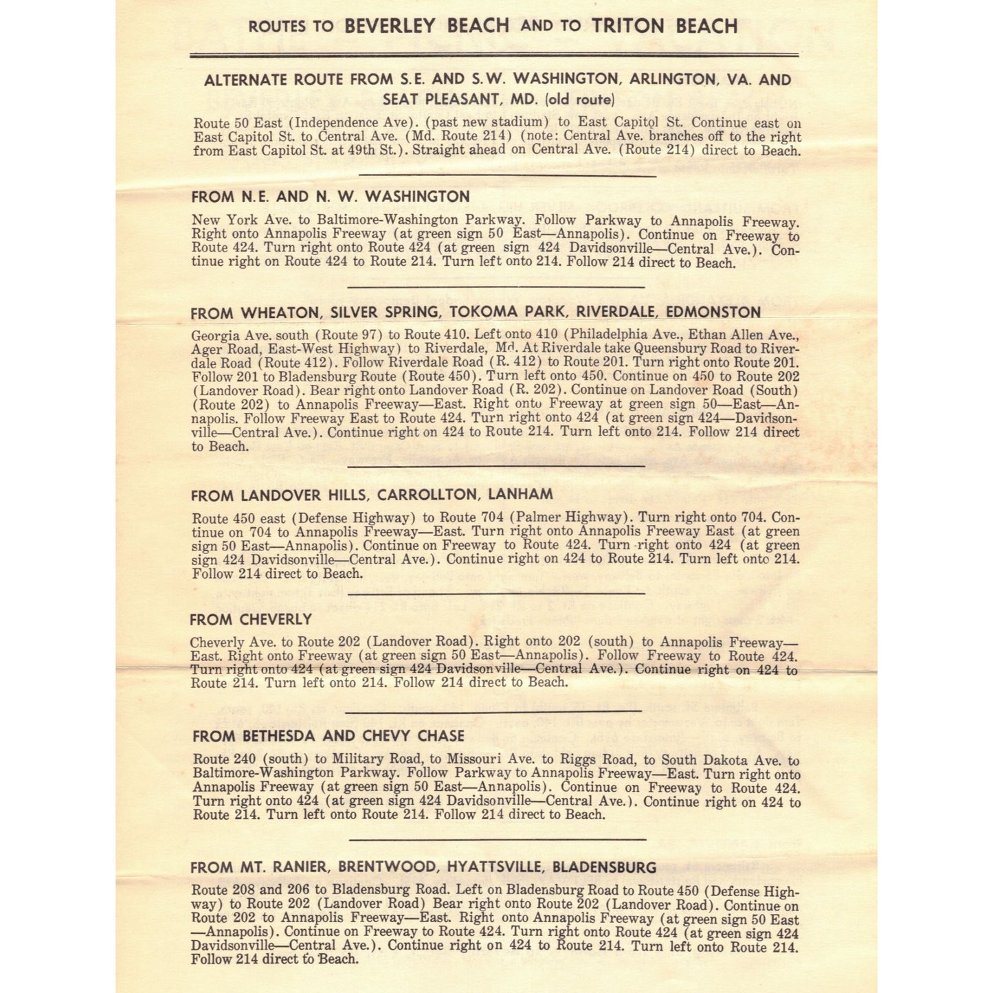 Vintage Advertising 1963 Beverley Triton Beaches Chesapeake Bay MD 1 Booklet 1 Flyer