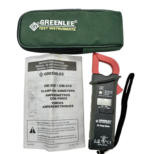 Greenlee CM-310 Clamp-On Ammeter With Case & Manual