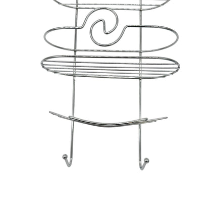3-Tier Silver Chrome Shower Caddy Hooks & Swirl Design For Bathroom Organization