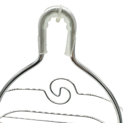 3-Tier Silver Chrome Shower Caddy Hooks & Swirl Design For Bathroom Organization