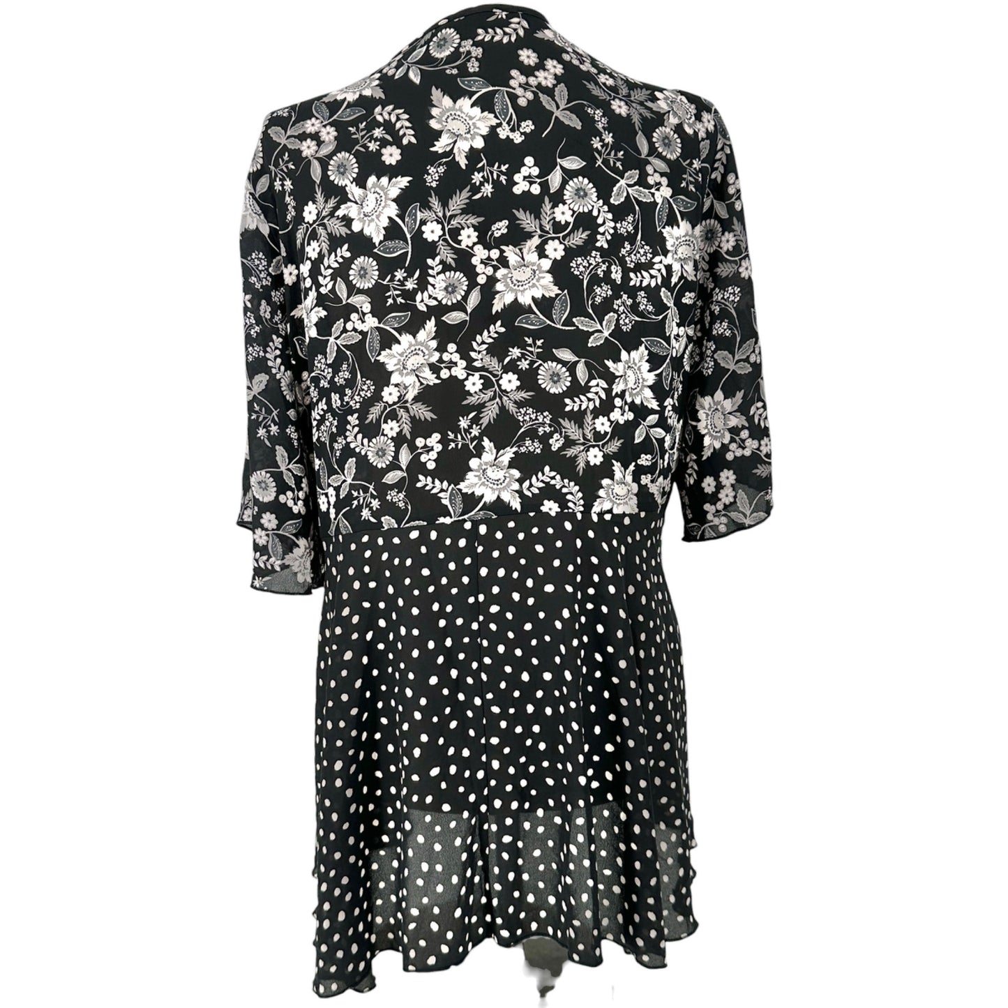 Cato Est 1946 Sheer Layered Kimono Womens 18/20W Black White Floral Polka Dot
