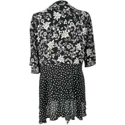 Cato Est 1946 Sheer Layered Kimono Womens 18/20W Black White Floral Polka Dot