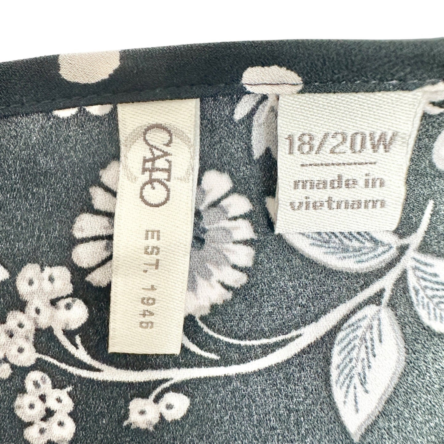 Cato Est 1946 Sheer Layered Kimono Womens 18/20W Black White Floral Polka Dot