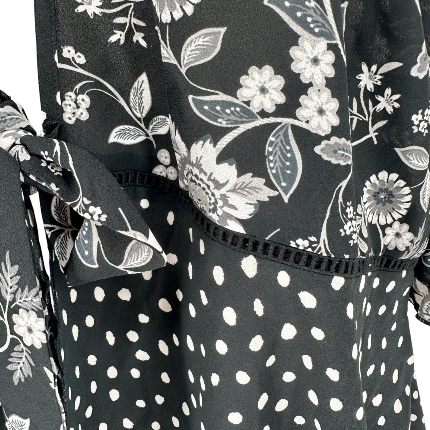 Cato Est 1946 Sheer Layered Kimono Womens 18/20W Black White Floral Polka Dot