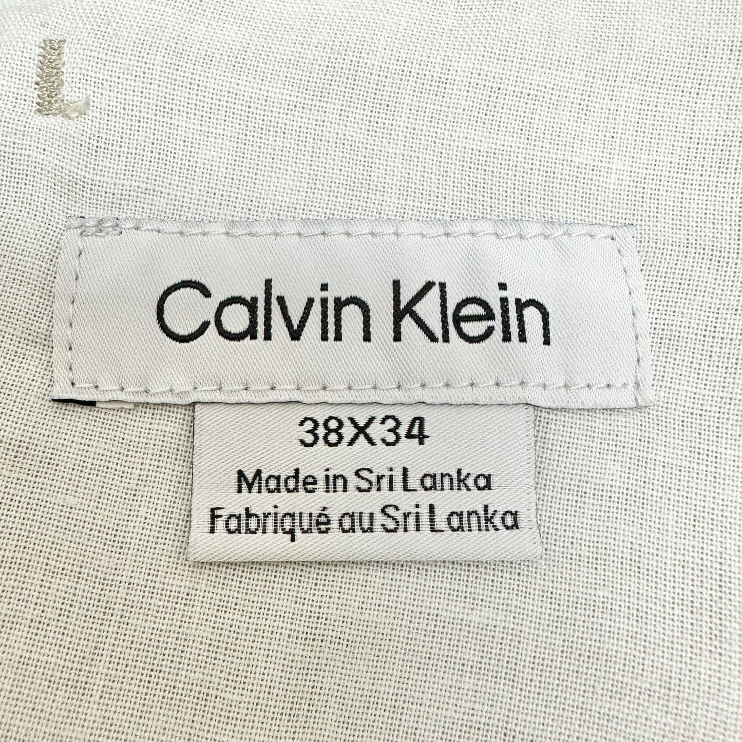 Calvin Klein Pants Mens 38x34 Khaki Beige Slim Fit Cotton Poly Blend