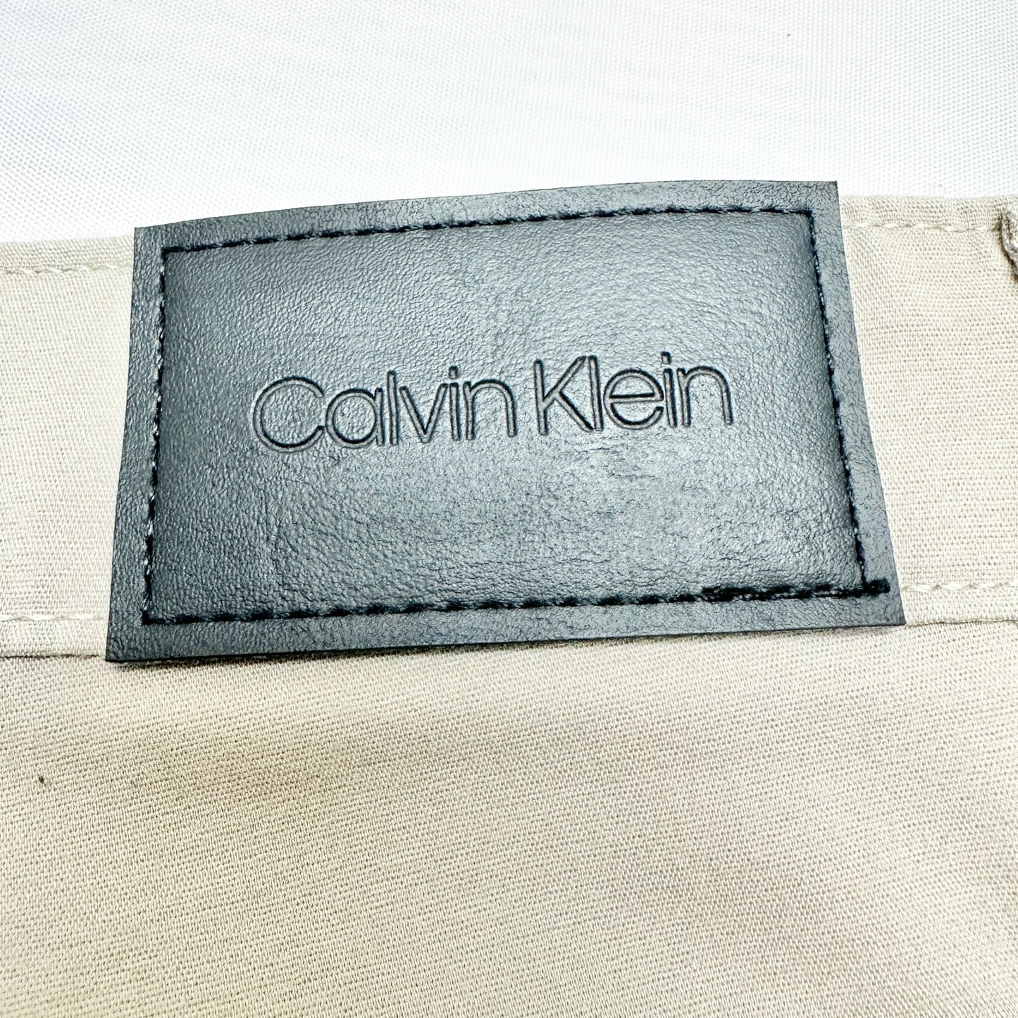 Calvin Klein Pants Mens 38x34 Khaki Beige Slim Fit Cotton Poly Blend