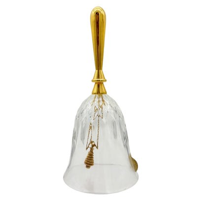 Crystal Bell 24K Gold Electroplate Handle Christmas Tree Clapper 1984 Gerity